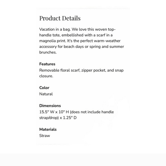 NWT WOMEN'S DRAPER JAMES STRAW TOTE WITH FLORAL SCARF - Picture 7 of 9